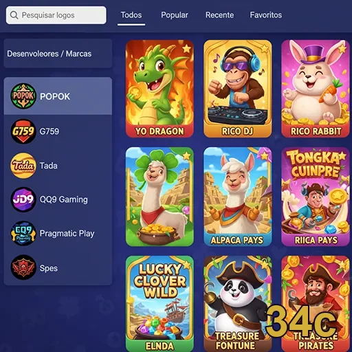 Tela mobile do 34c com recursos do aplicativo ao vivo em app oficial